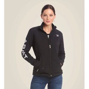 Ariat Team Softshell Jacket Womens Sz XS Black Full Zip Water Resistant AriatTek